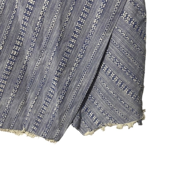 𝅺LOFT Blue & White 100% Cotton Lightweight Front Wrap Skirt w/Lining - Picture 3 of 7